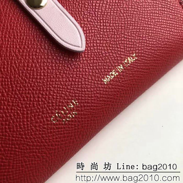 CELINE賽琳原單 專櫃款 手掌紋牛皮小號搭扣拼色錢夾 0146 SL1421